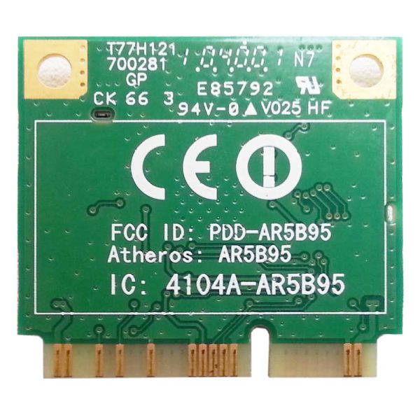 Модуль Mini PCI-E Wi-Fi 802.11b/g/n для нетбука Acer Aspire One D255, Packard Bell NAV50 (Atheros AR5B95, PDD-AR5B95, T77H121.10 HF)