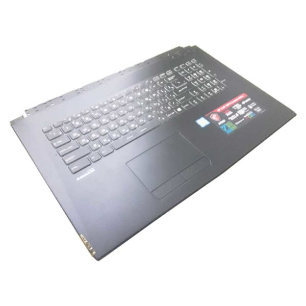 Верхняя часть корпуса с клавиатурой и подсветкой для ноутбука MSI GP72VR, GP72VR 7RFX Leopard Pro без тачпада (E2P-793C222-P89, 160408-006, 307793C222P89, V143422FK1 RU, S1N3ERU, S1N3ERU2T1SA000) Б/У