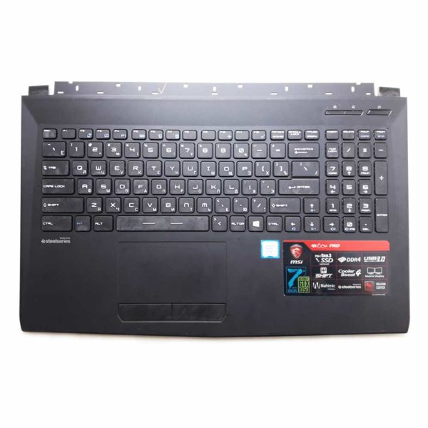 Верхняя часть корпуса с клавиатурой для ноутбука MSI GL62, GL62M, GL62M 7RD без тачпада (3076J5C615Y87, INM16JTP02K5101, V143422DK1 RU, S1N3ERU, S1N3ERU2V1SA000) Б/У