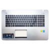 Верхняя часть корпуса с клавиатурой для ноутбука Asus K751S, K751N, X751M, X751L, X751N, R752M без тачпада, Silver Серебристая (13NB04I5P01011, ZCP13NB04I5AM01011, NSK-WA00R, 0KNB0-612NRU00)