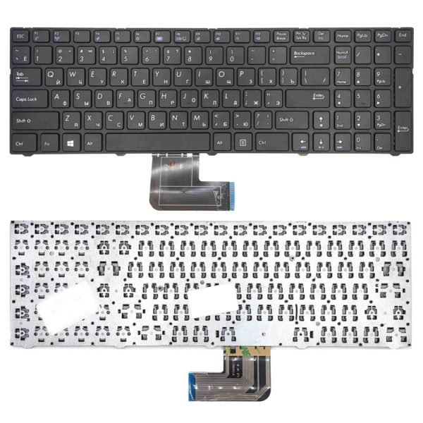 Клавиатура для ноутбука DNS C15, C15A, C15B, C17, C17A, C17B маленькая клавиша "Enter", с рамкой, Black Черная (OEM)