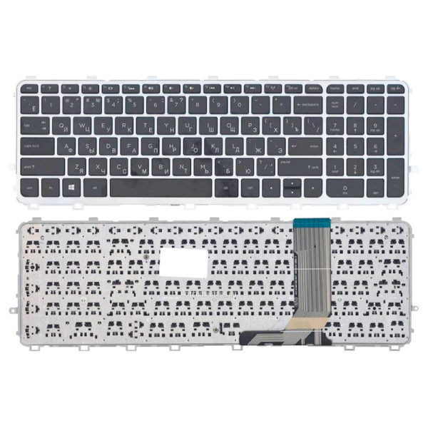 Клавиатура для ноутбука HP Envy 15-j000, 17-j000, 15-jXXX, 17-jXXX с серебристой рамкой (OEM)